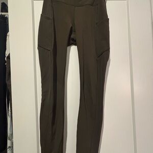Lululemon Olive High-Waisted Leggings with Pockets